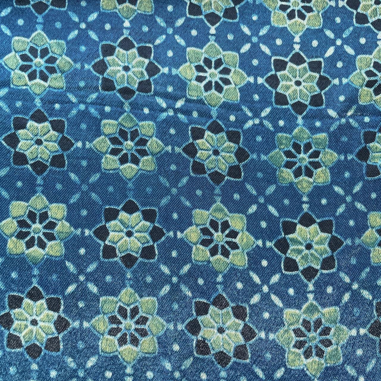 Blue Ajrakh Print Mashru Silk Fabric 18270