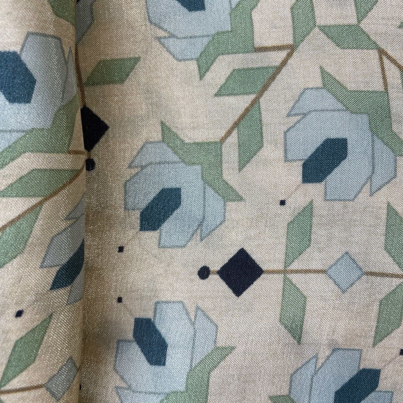 Beige Geometrical Print Upada Silk Fabric 21066