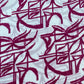 White & Pink Abstract Print Georgertte Satin Fabric 11838