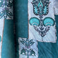 Dark Green Floral Foil Work Georgette Satin Fabric 18378