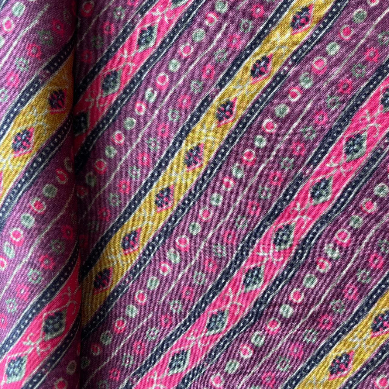 Wine Multicolor Stripes Modal Satin Fabric 20869