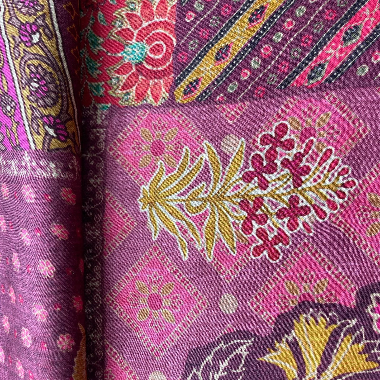 Wine Patch Print Bemberg Silk Fabric 20870