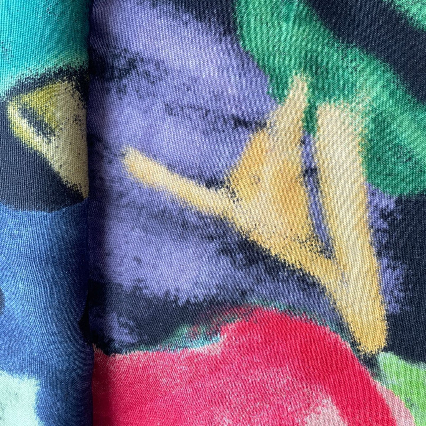 Black Floral Print Bemberg Silk Fabric 20842