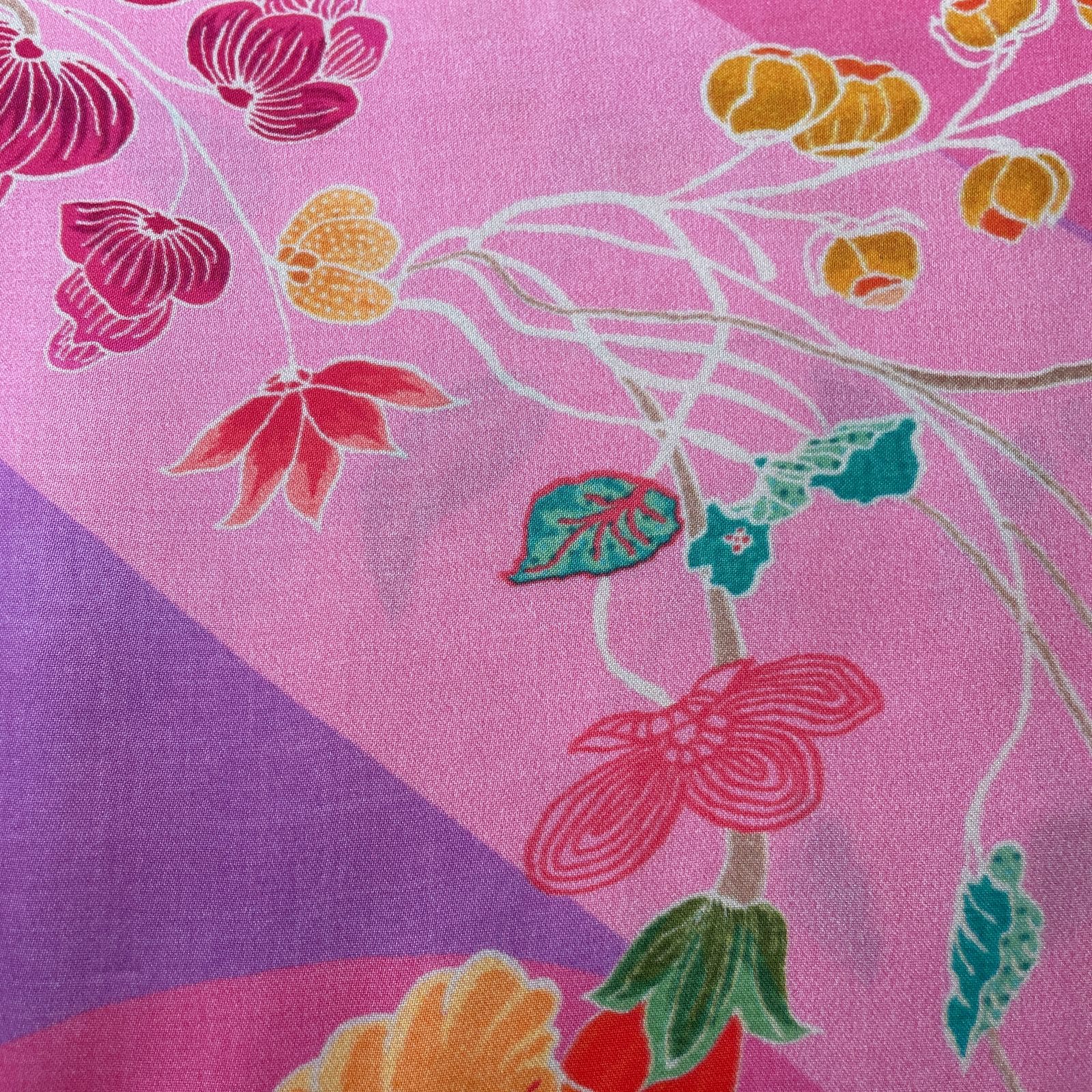 Pink Floral Print Modal Satin Fabric 18030