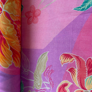 Pink Floral Print Modal Satin Fabric 18030