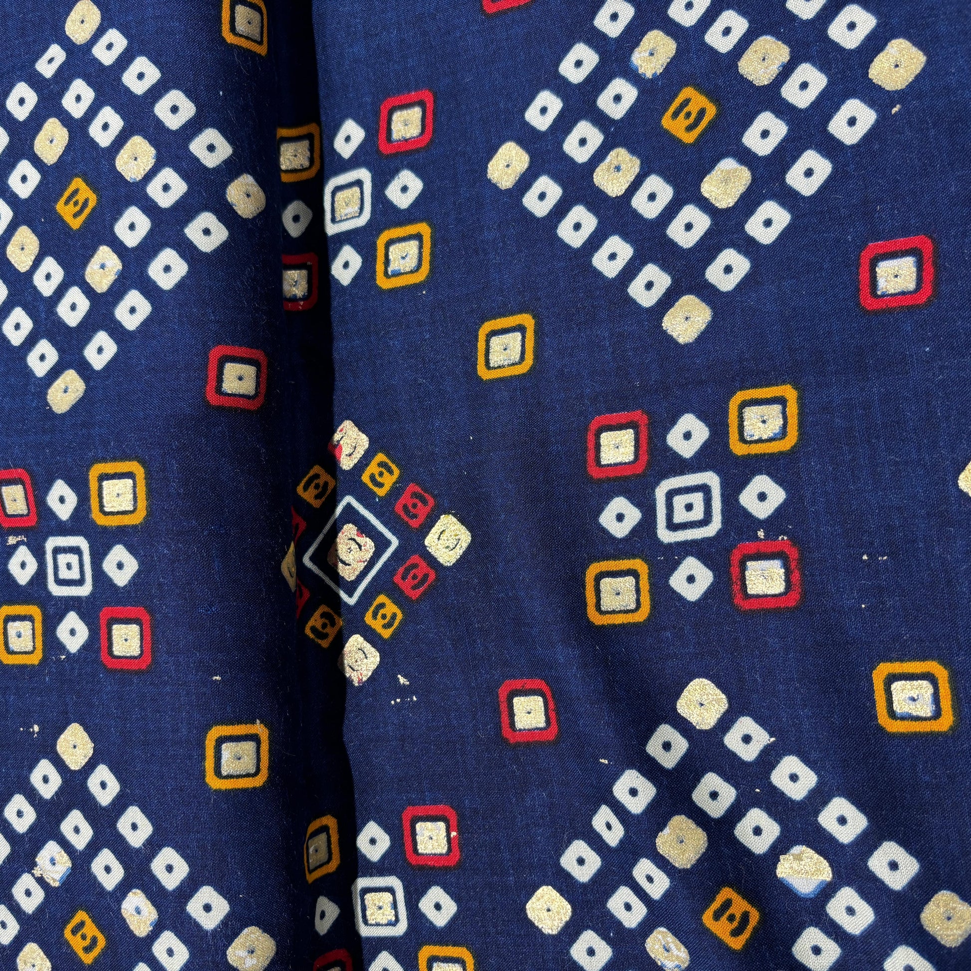 Navy Blue Bandhani Print with Foil Rayon Fabric 5043