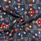 Navy Blue Bandhani Print with Foil Rayon Fabric 5045