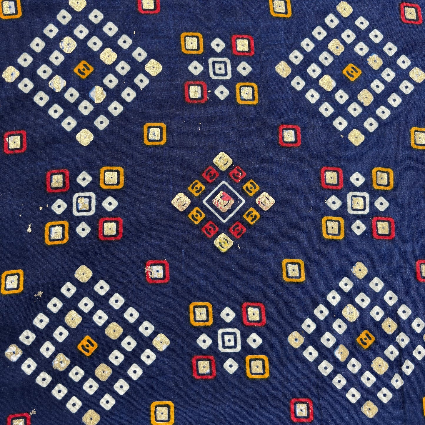 Navy Blue Bandhani Print with Foil Rayon Fabric 5043