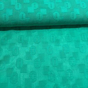 Aqua Blue Geometrical Cotton Dobby Fabric 1965 - TradeUNO