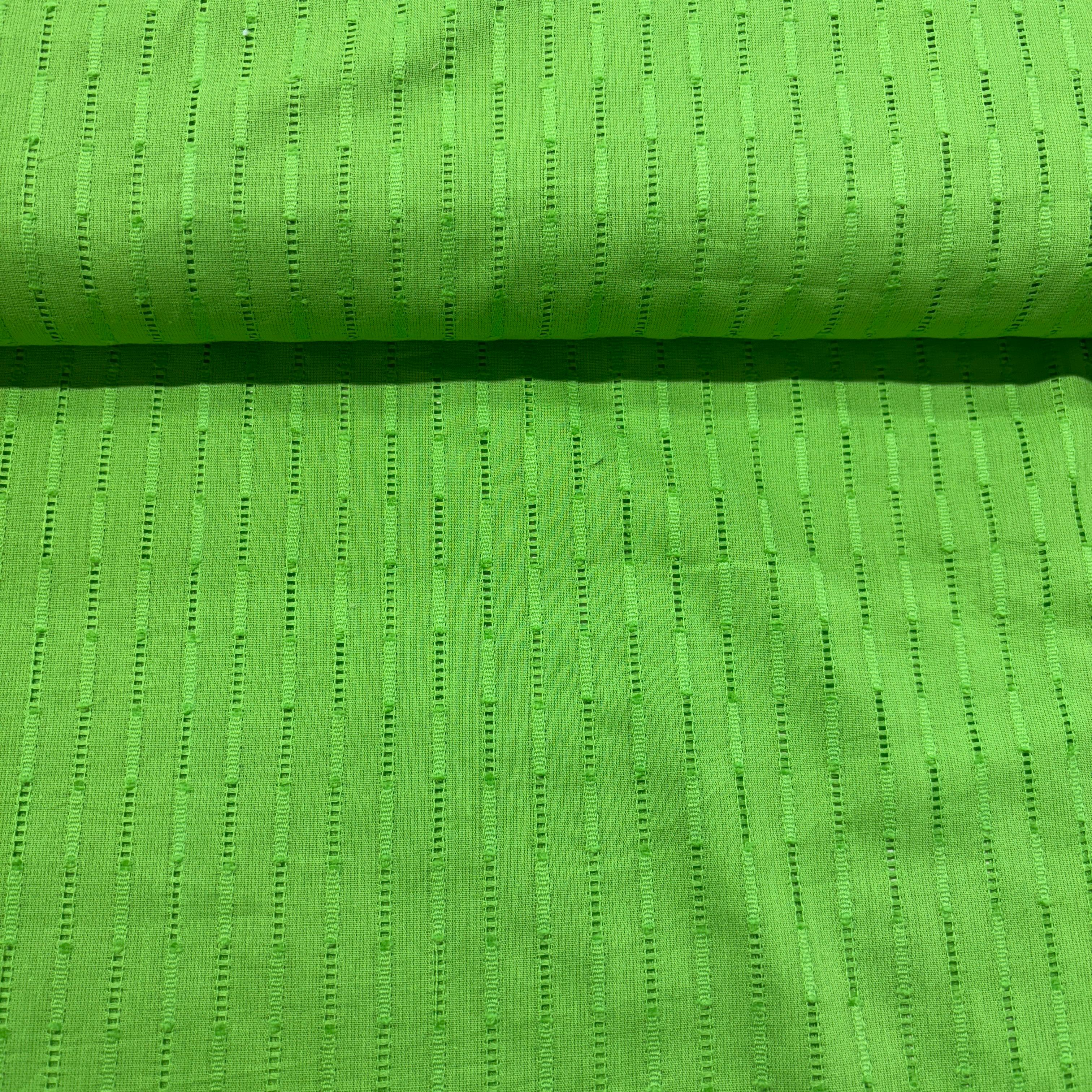 Light Green Stripes Cotton Dobby Fabric 1929