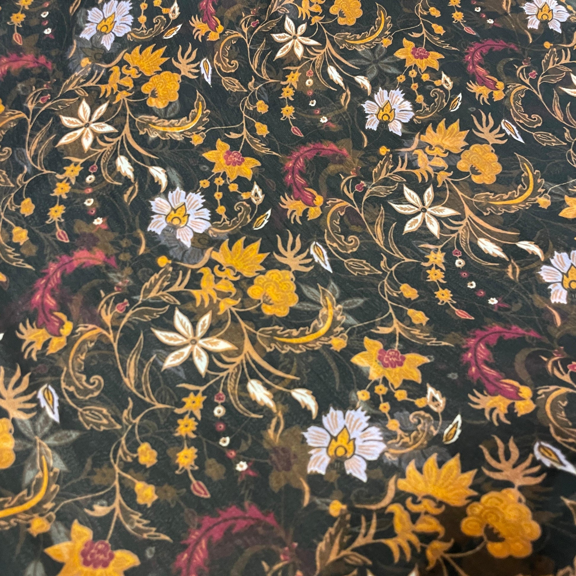 Black Floral Print Georgette Fabric 5801