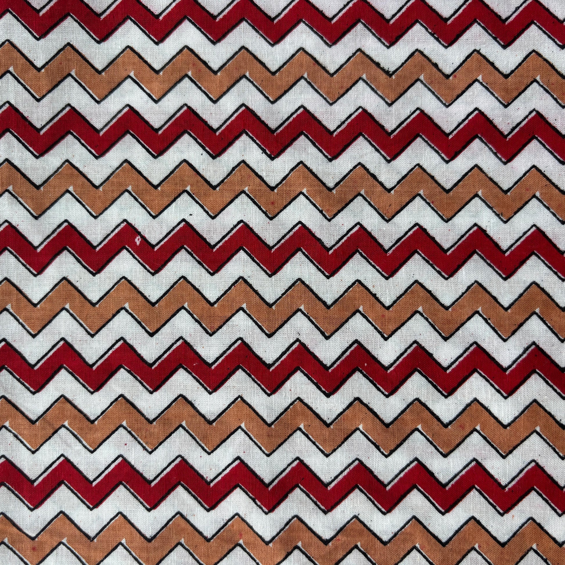 White Maroon Chevron Print Cotton Fabric 16110