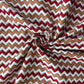 White Maroon Chevron Print Cotton Fabric 16110