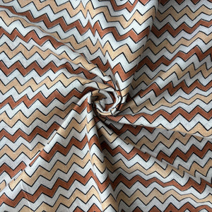 White Cream Chevron Print Cotton Fabric 16108