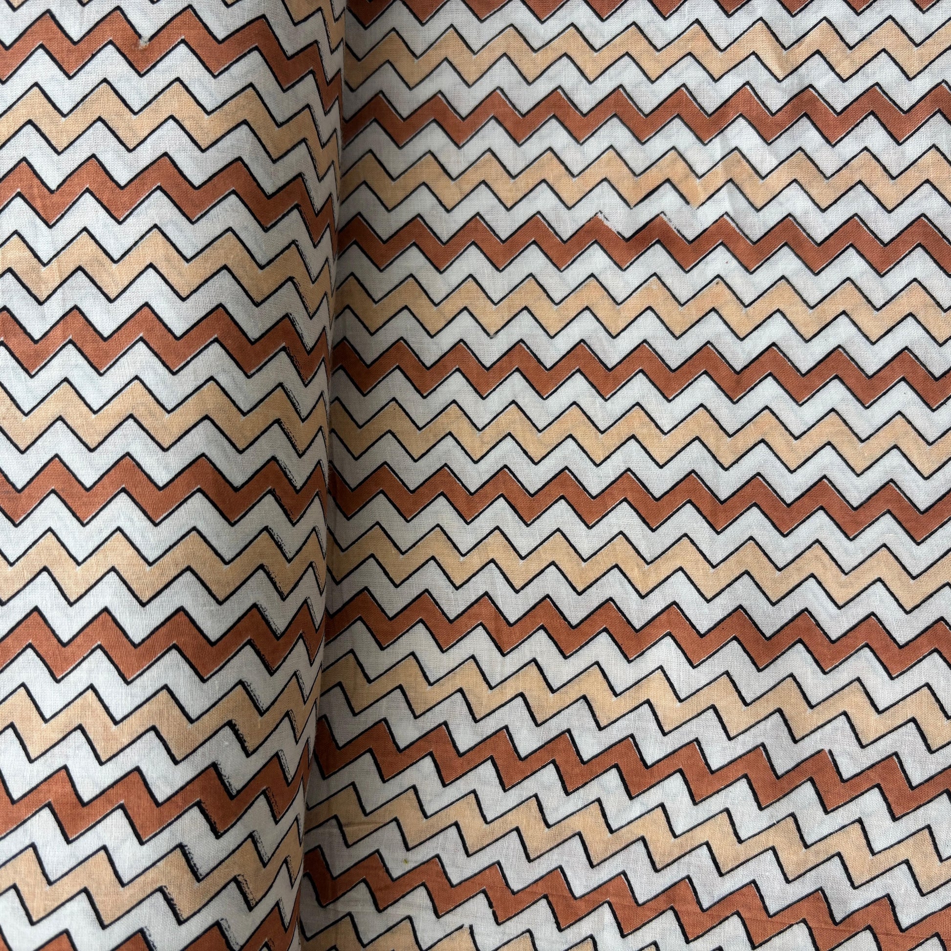 White Cream Chevron Print Cotton Fabric 16108