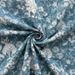 Steel Blue Floral Print Cotton Fabric 16215