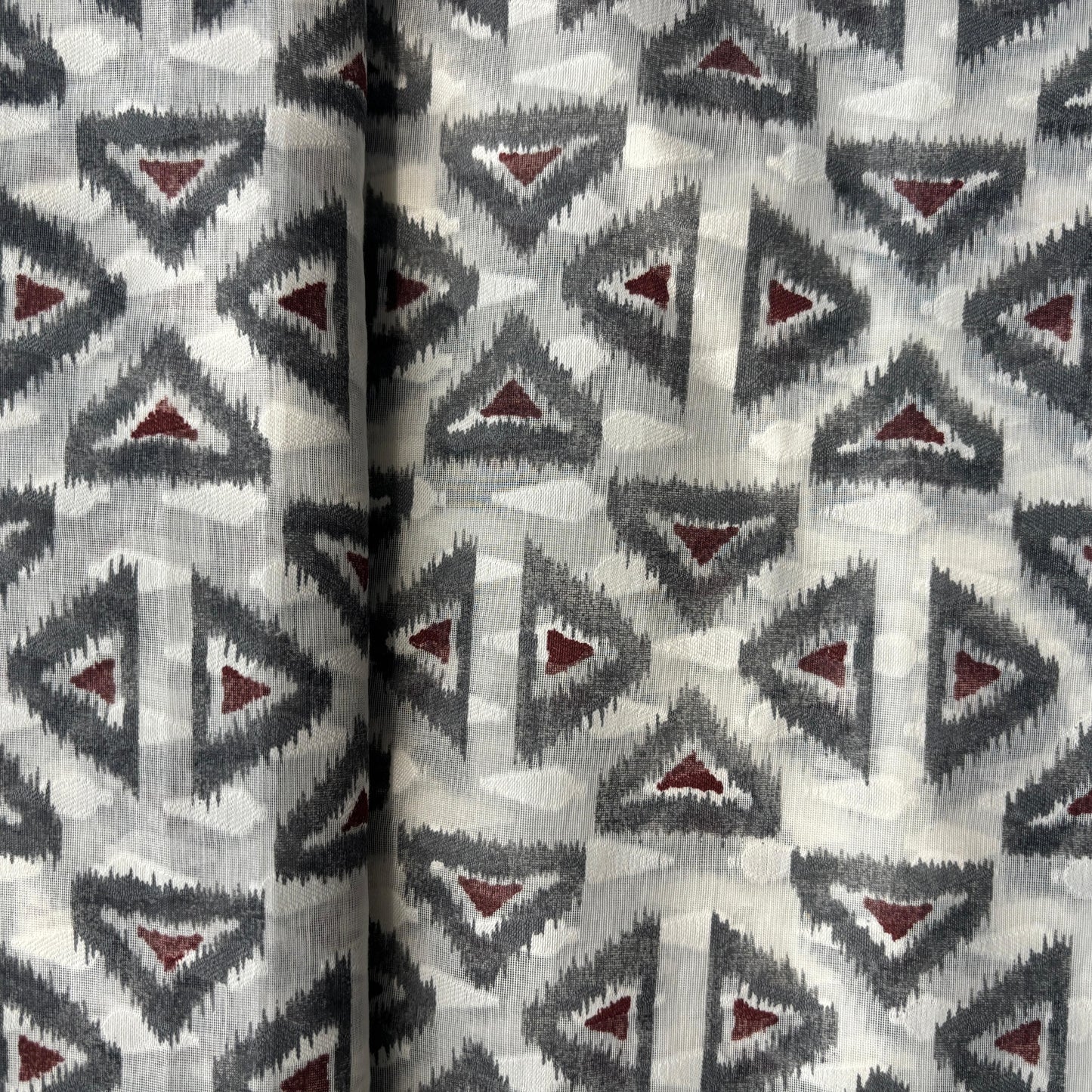Off White Grey Geometrical Cotton Chanderi Fabric 15616