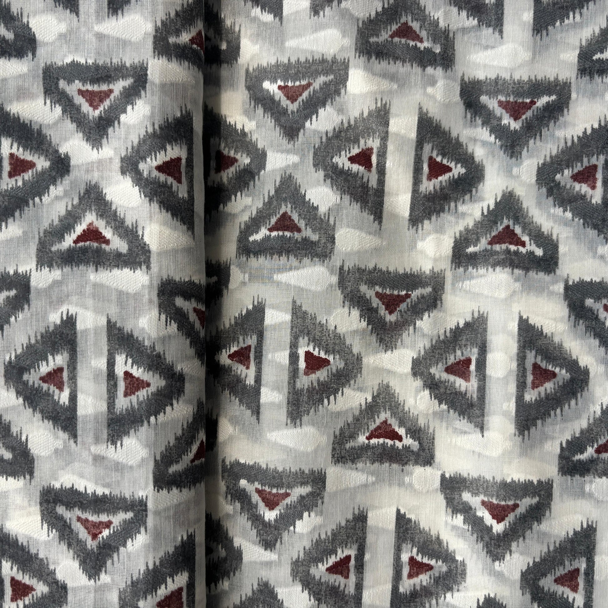 Off White Grey Geometrical Cotton Chanderi Fabric 15616