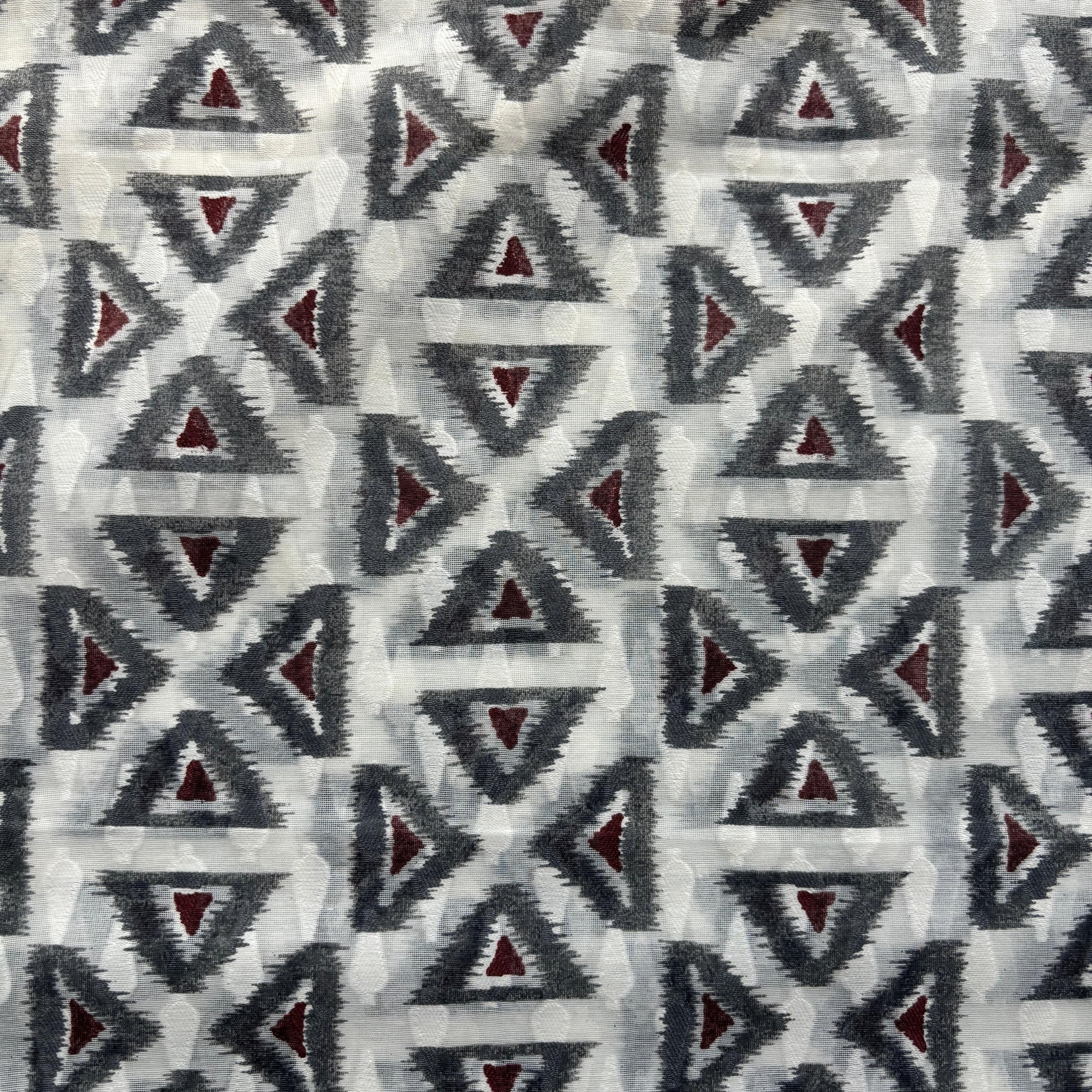 Off White Grey Geometrical Cotton Chanderi Fabric 15616