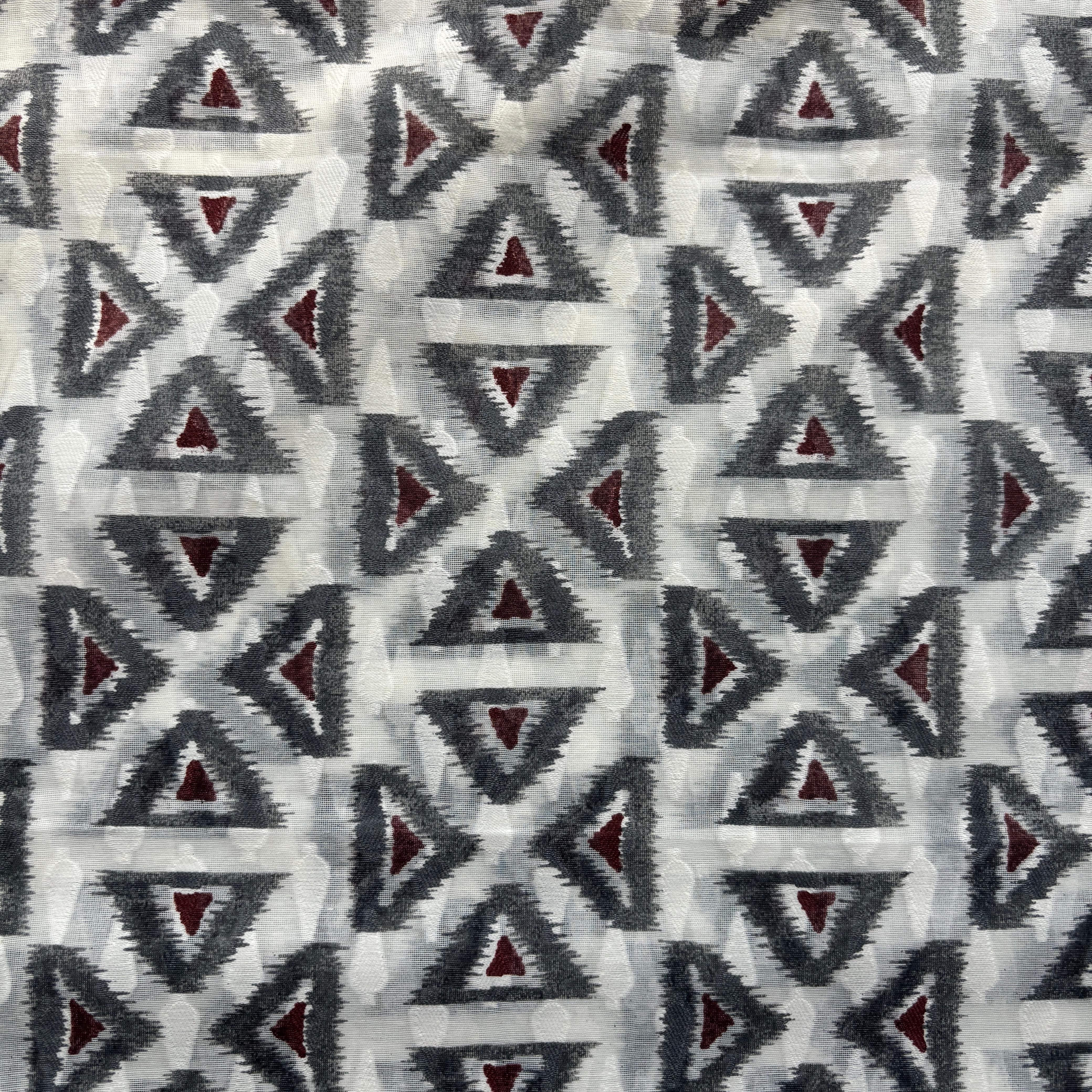 Off White Grey Geometrical Cotton Chanderi Fabric 15616