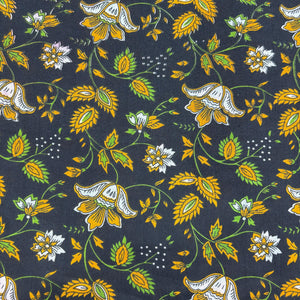 Black and Yellow Floral Print Cotton Fabric 5062