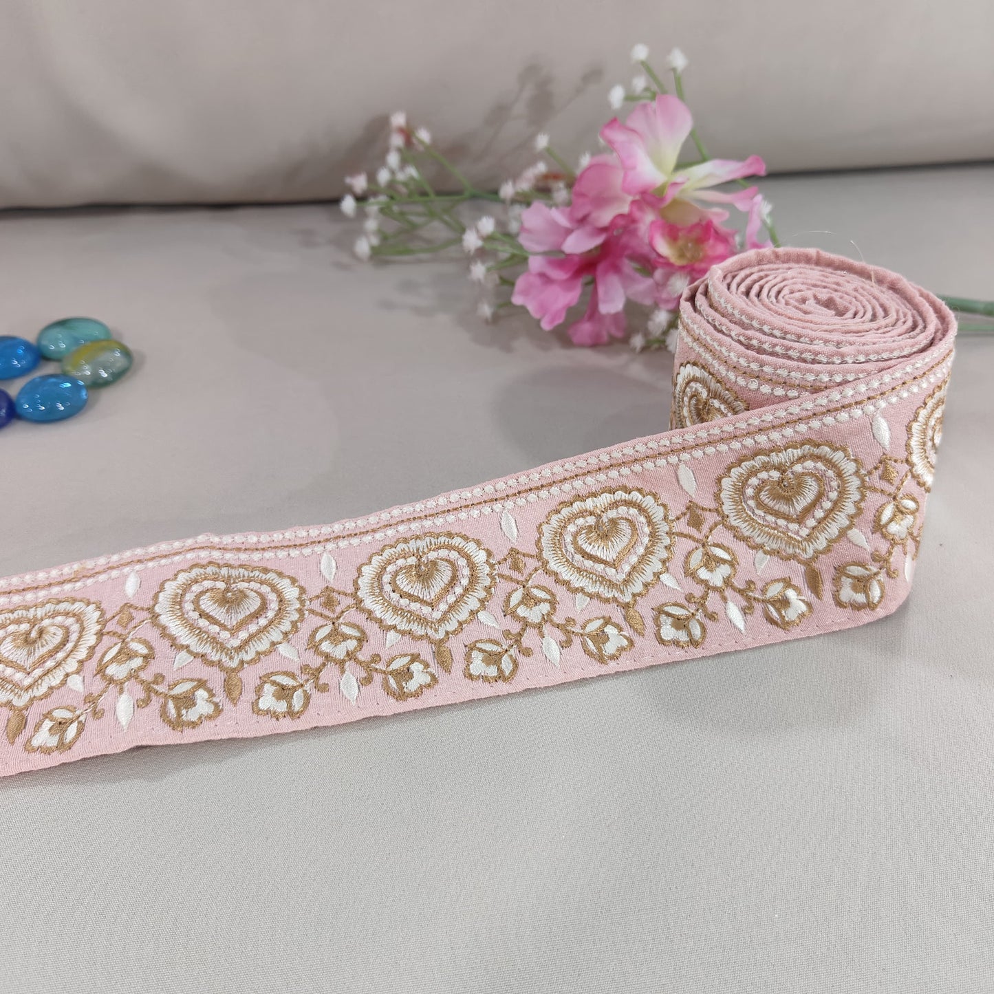 Pink Thread Embroidery Lace 15805