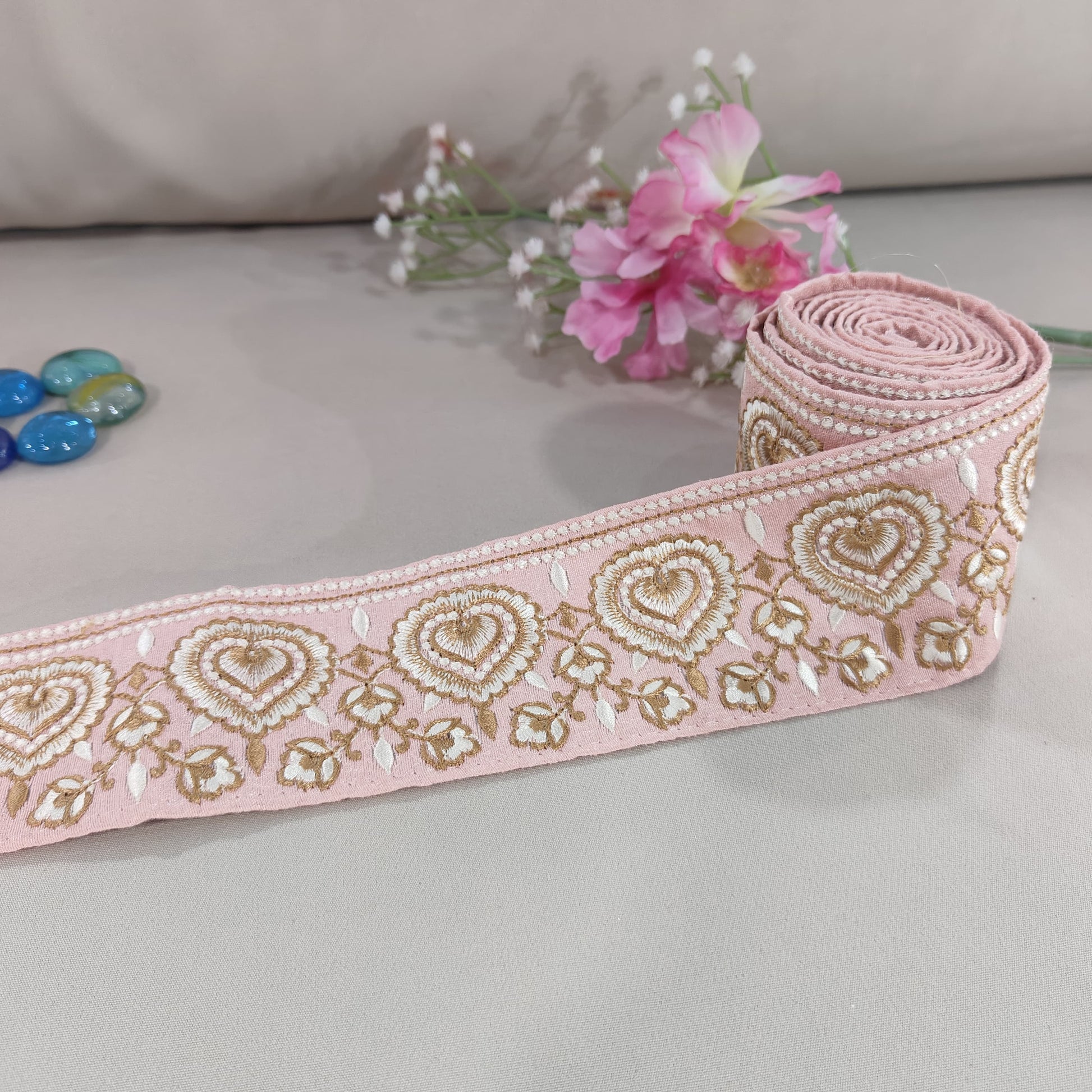 Pink Thread Embroidery Lace 15805