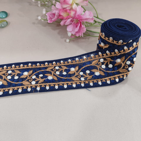 Blue Floral Thread Net Lace 14712