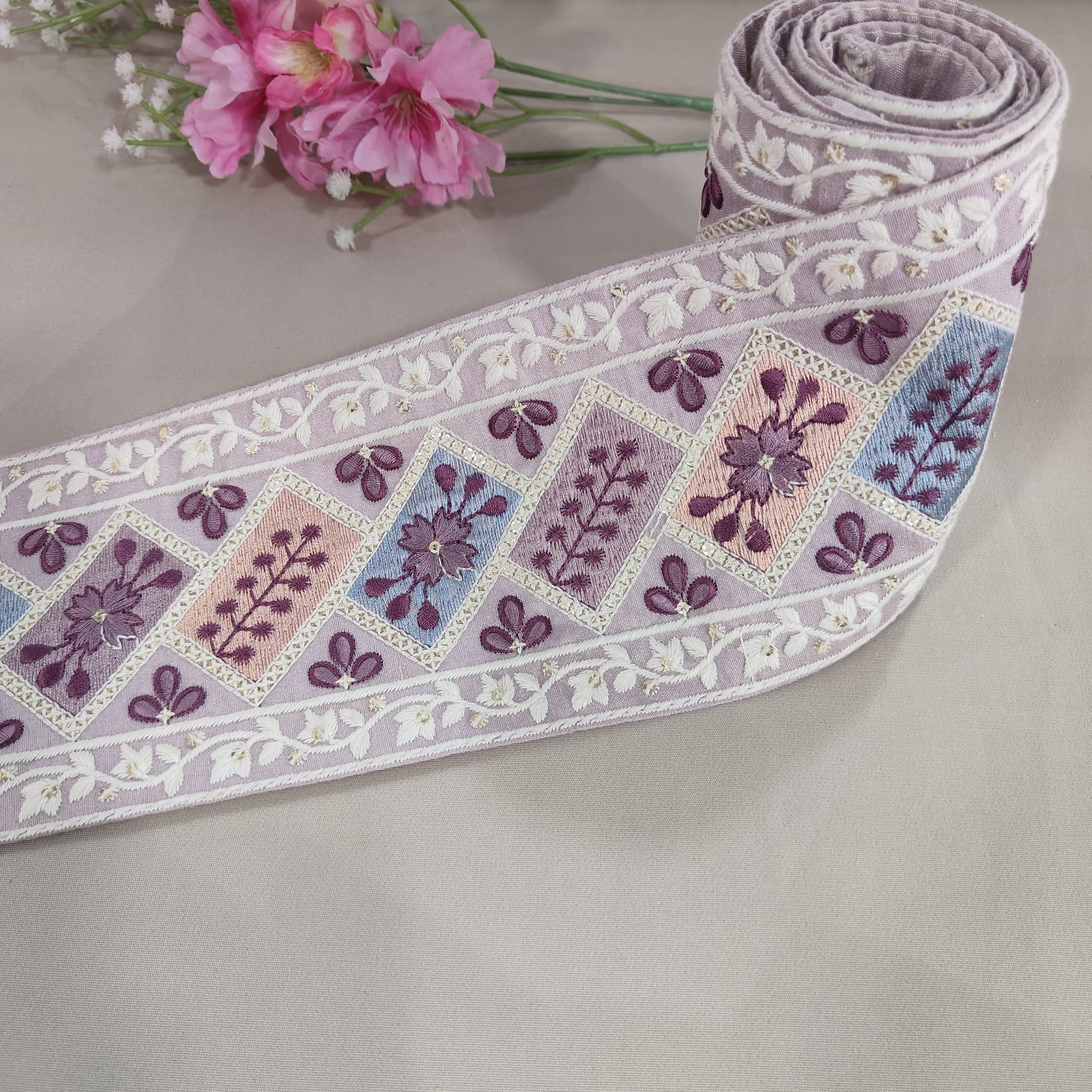 Purple Embroidery Lace 15826
