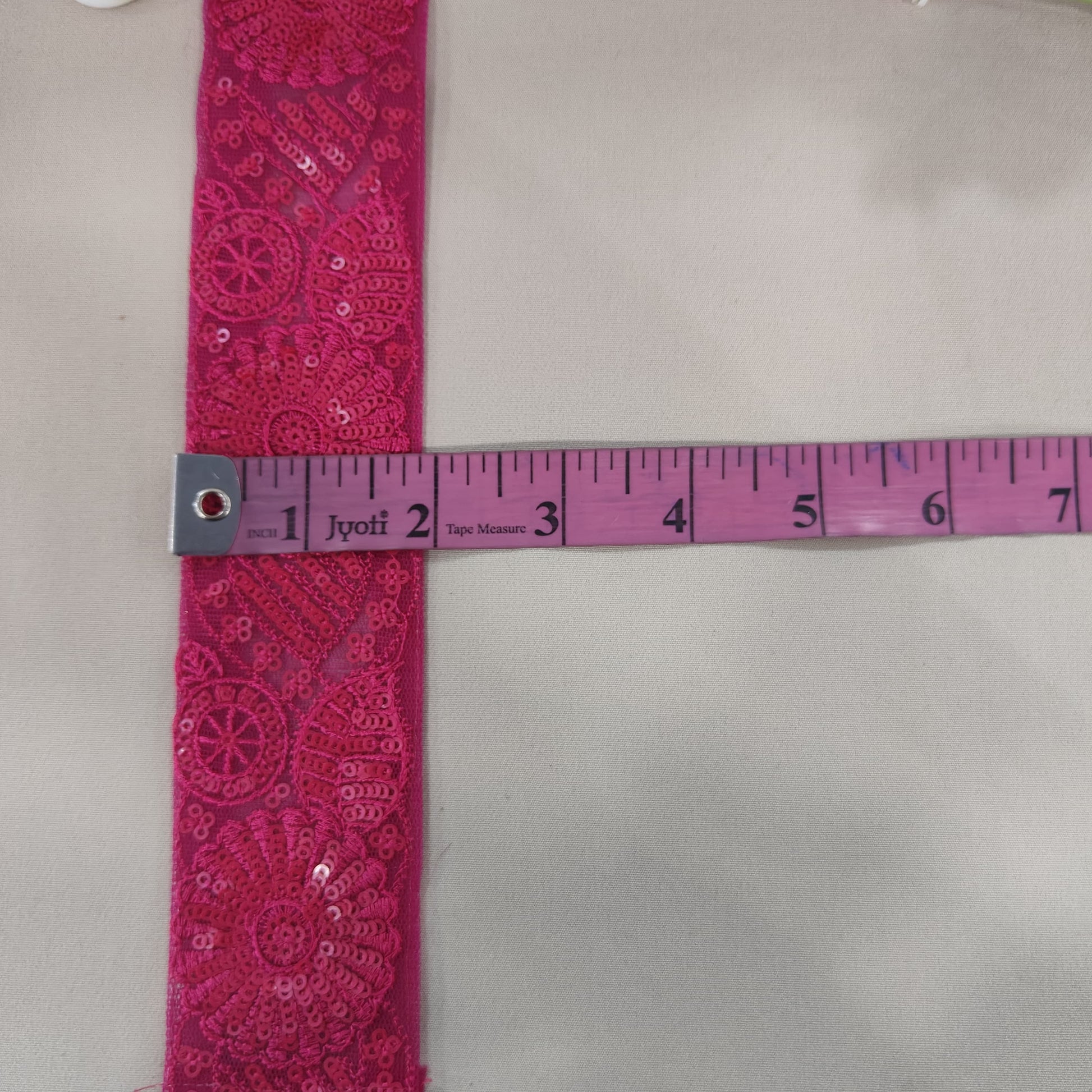 Magenta Pink Sequins Embroidery Lace 15817