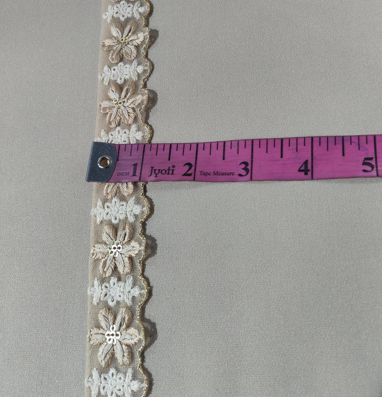 Peach Pink Floral Embroidery Lace 15823