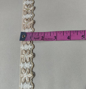 Peach Pink Floral Embroidery Lace 15823