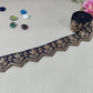 Navy Blue Chevron Zari Embroidery Lace 15846