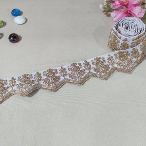 Lavender Chevron Zari Embroidery Lace 15843