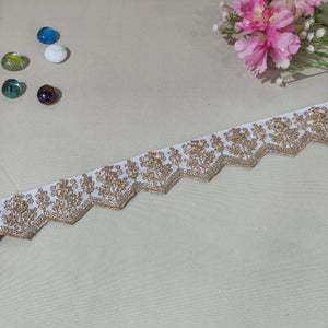 Lavender Chevron Zari Embroidery Lace 15843