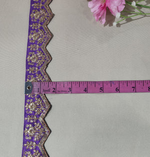 Light Purple Chevron Zari Embroidery Lace 15848