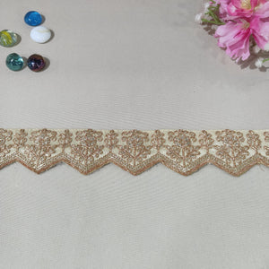 Cream Chevron Zari Embroidery Lace 15840