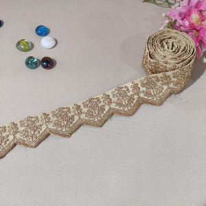 Cream Chevron Zari Embroidery Lace 15840