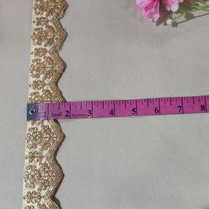 Cream Chevron Zari Embroidery Lace 15840