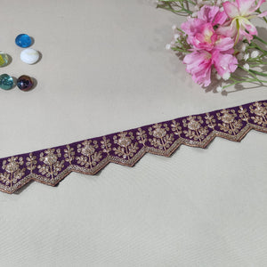 Purple Chevron Zari Embroidery Lace 15837