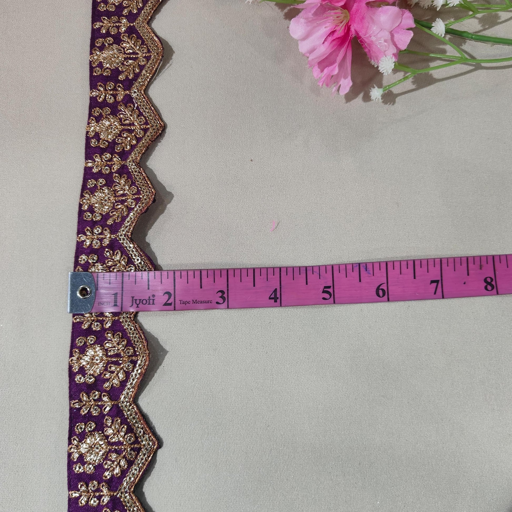 Purple Chevron Zari Embroidery Lace 15837