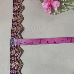 Purple Chevron Zari Embroidery Lace 15837