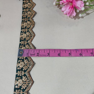 Dark Green Chevron Zari Embroidery Lace 15845