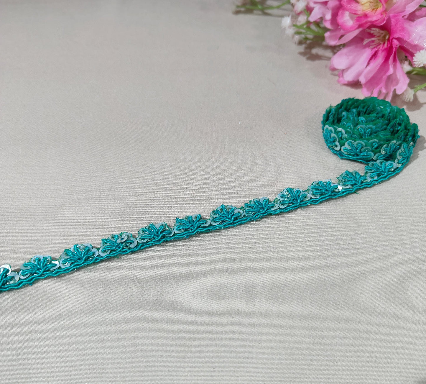 Green Sequins Lace 21833