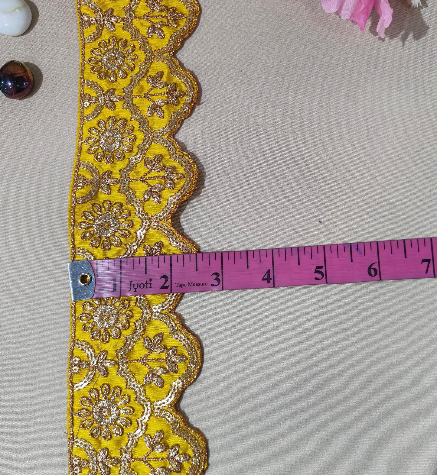 Mustard Yellow Traditional Zari Embroidery Lace 15867
