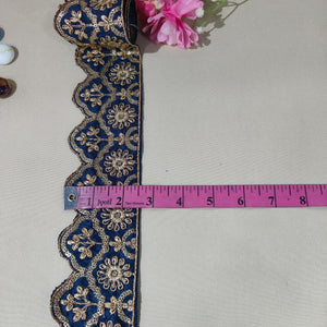 Teal Blue Traditional Zari Embroidery Lace 15862