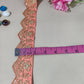 Peach Pink Chevron Zari Embroidery Lace 15847