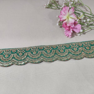 Green Zari Sequins Embroidery Lace 15850