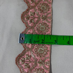 Peach Pink Traditional Zari Embroidery Lace 15860