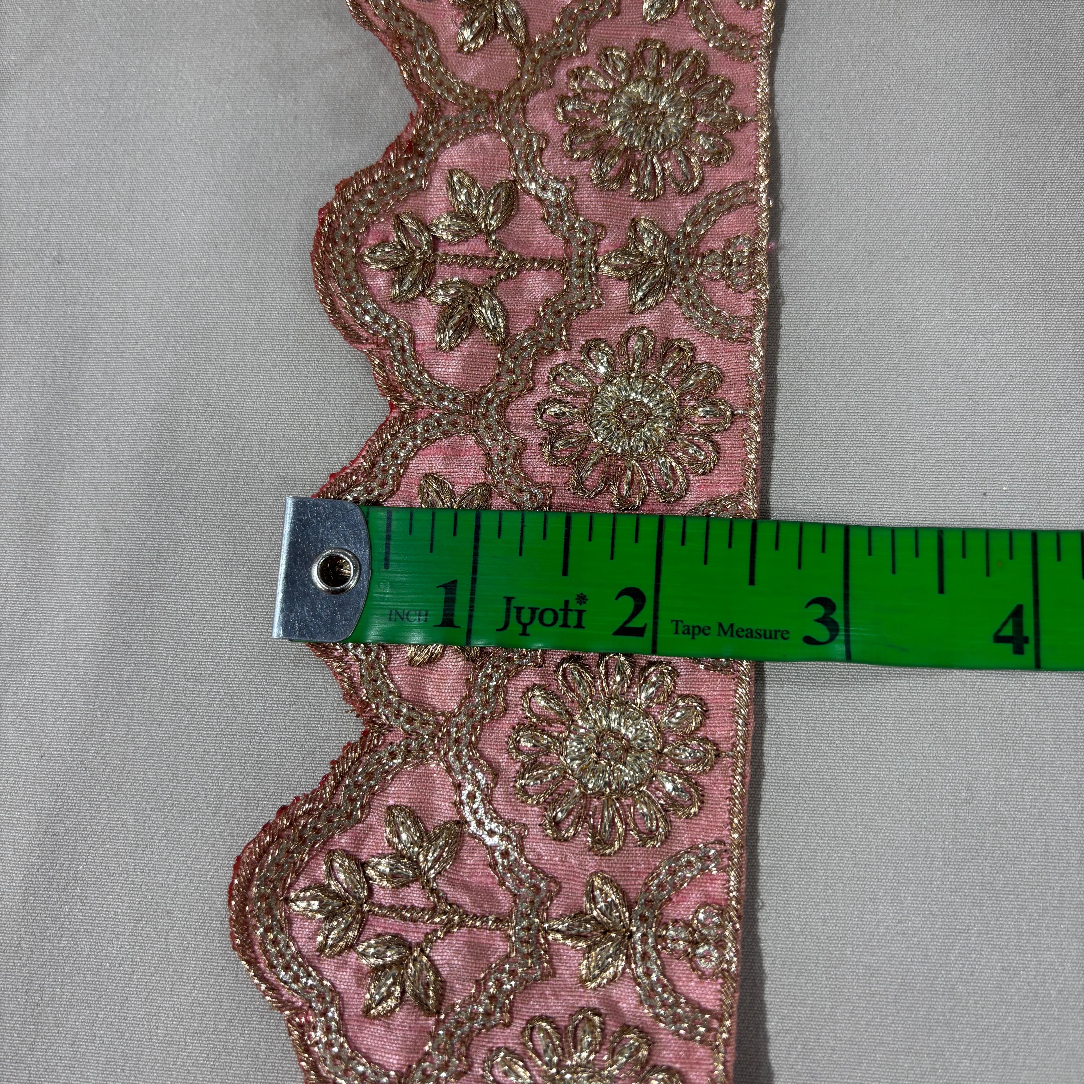 Peach Pink Traditional Zari Embroidery Lace 15860